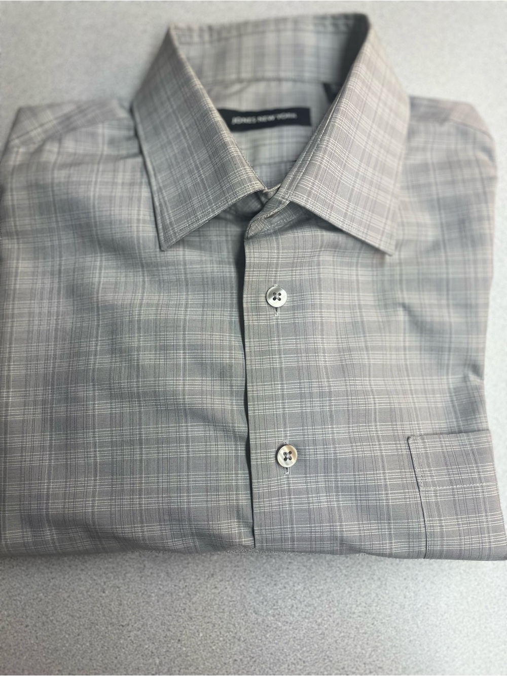 Jones of New York Gray Plaid Dress Shirt